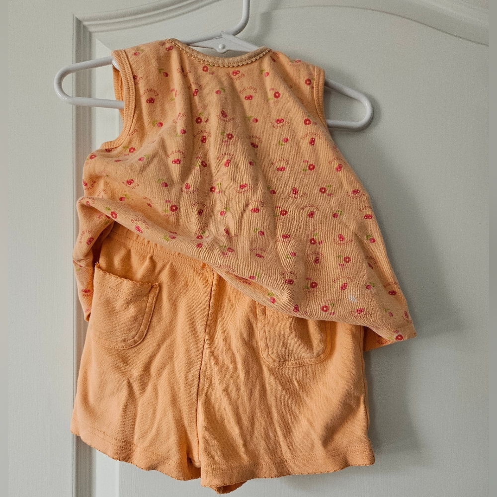 TKS Basics Peach Floral Sleeveless Top and Shorts Set 18 Mos